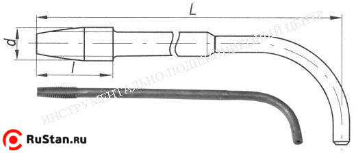 Метчик Гаечный М 2,0 (0,4) Р6М5 с изогнутым хвостовиком фото №1