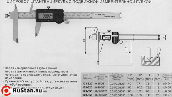 Штангенциркуль 0 - 200 (0,01) электронный  с перемещаемой губкой "CNIC" (123-325) Н-50-79.5мм фото №1