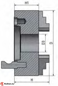 Габаритные и присоединительные размеры прецизионных трехкулачковых токарных патронов Optimum CI3C ø 315 мм Camlock D1-8" фото №2 Патрон токарный 3-кул. 315 мм Camlock CI3C D1-8" фото №2