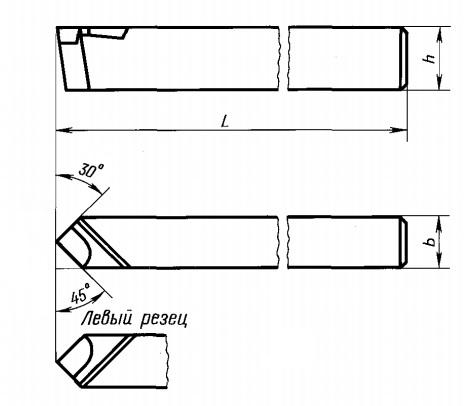Проходной упорный резец чертеж